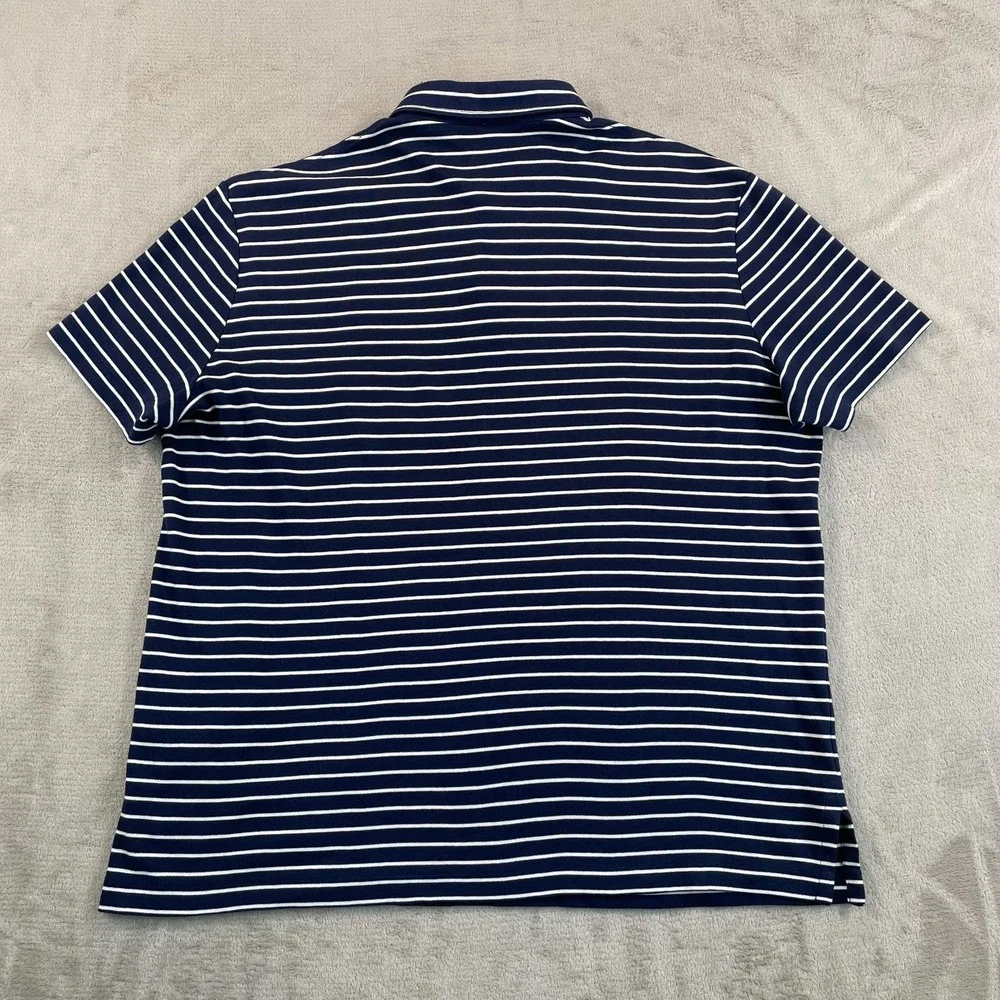 Polo Ralph Lauren Polo Shirt Men XL‎ Navy Blue Striped White Pony Preppy Cotton